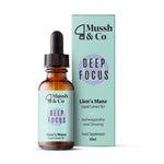 Mussh & Co 50ml Lion’s Mane Deep Focus Drops with Ashwagandha and Ginseng Bottle